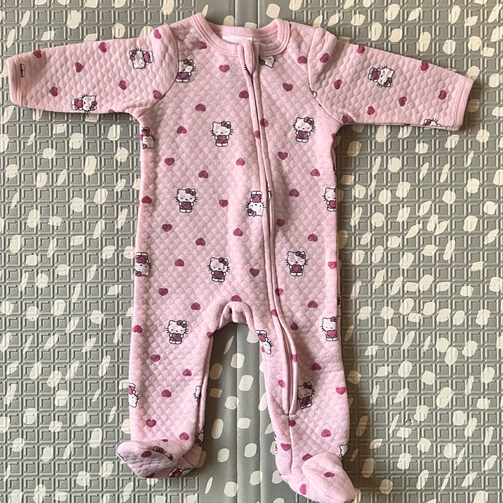 Hello Kitty Pink Patterned Footie Onesie